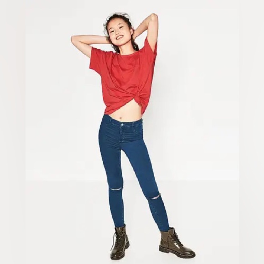 Zara high waisted pull on jeans